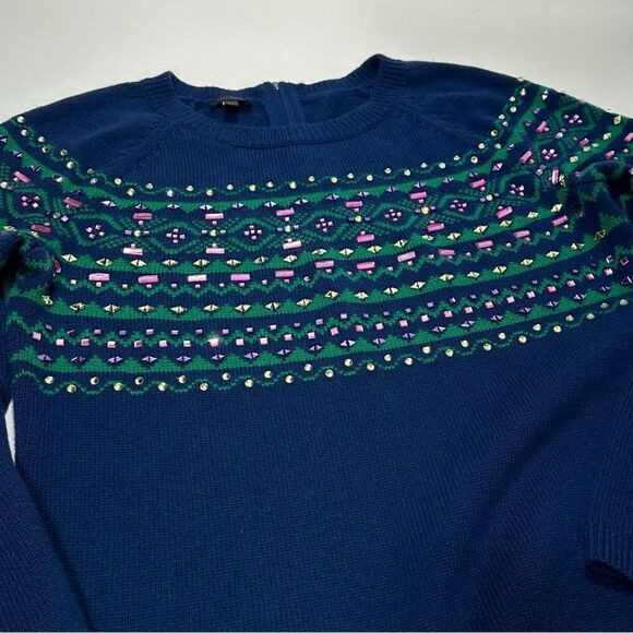 Talbots Lambswool Bejeweled Holiday Sweater Large - Picture 6 of 12